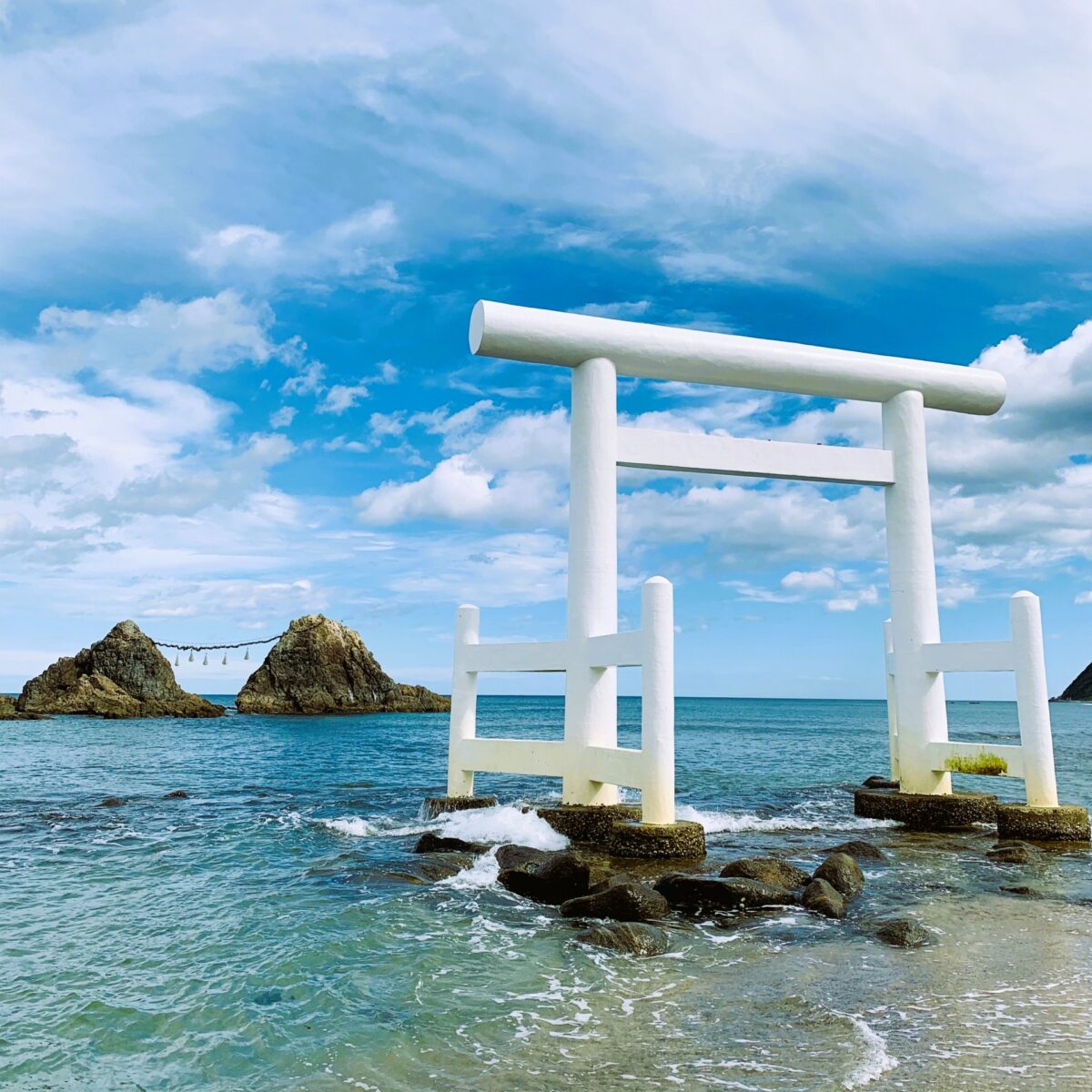 Meoto Iwa (Wedded Rocks) and Torii