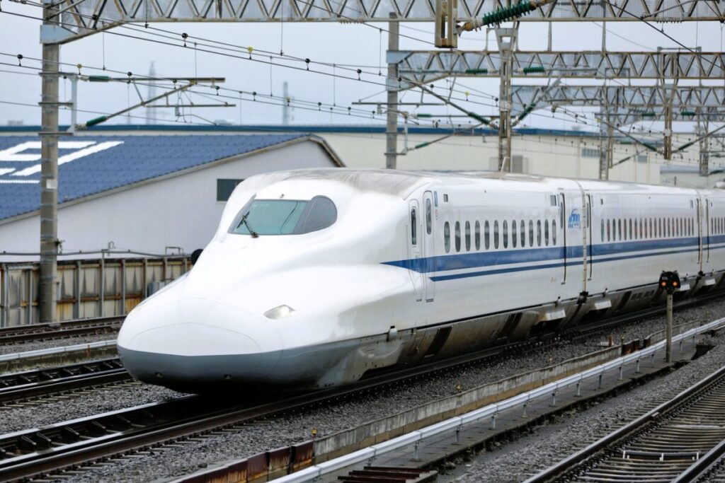 Hikari Shinkansen bullet train departing Tokyo