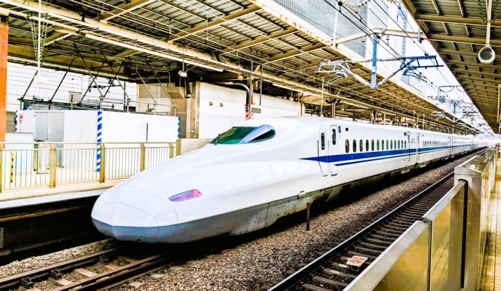 Hikari Shinkansen bullet train departing Tokyo