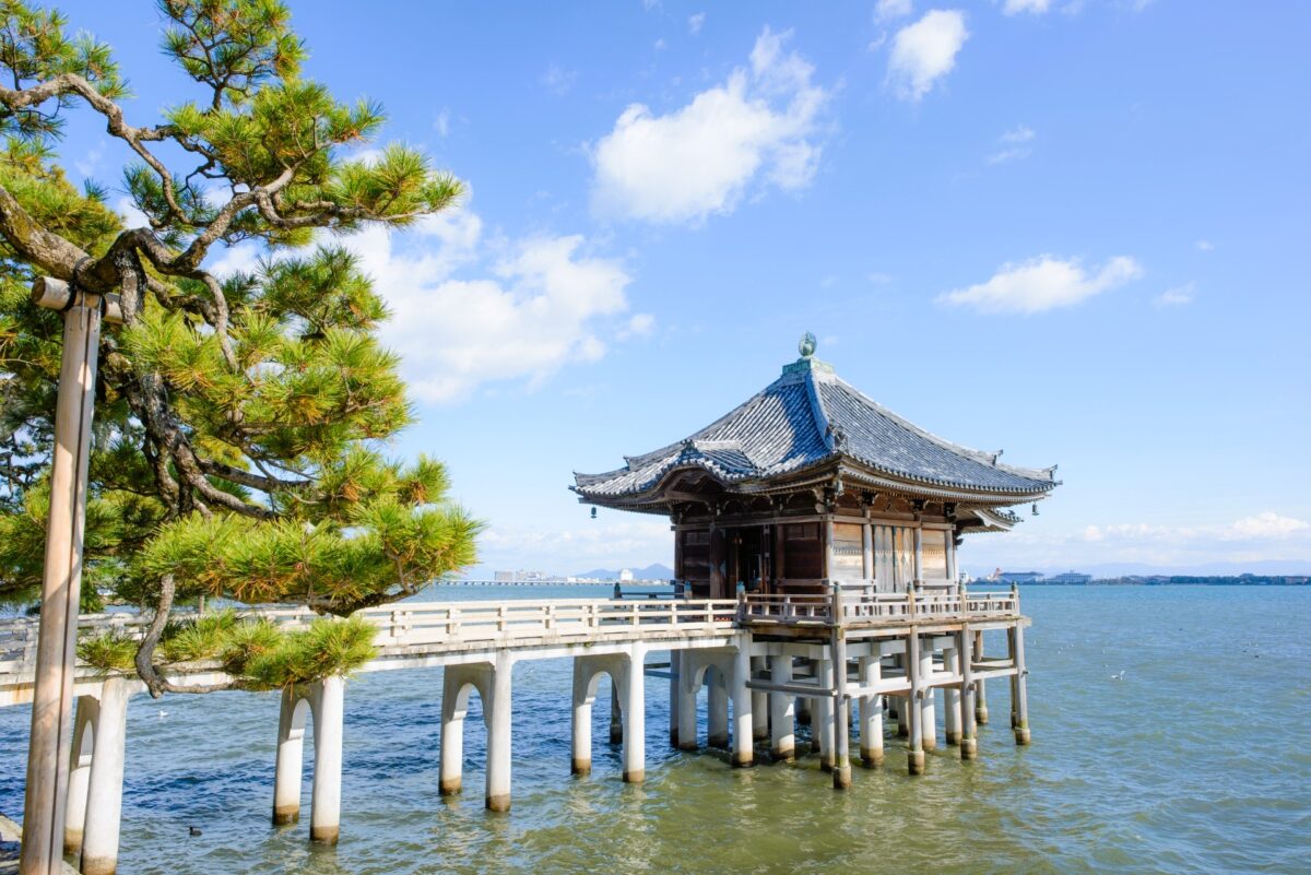 Ukimido Floating Temple on Lake Biwa in Shiga