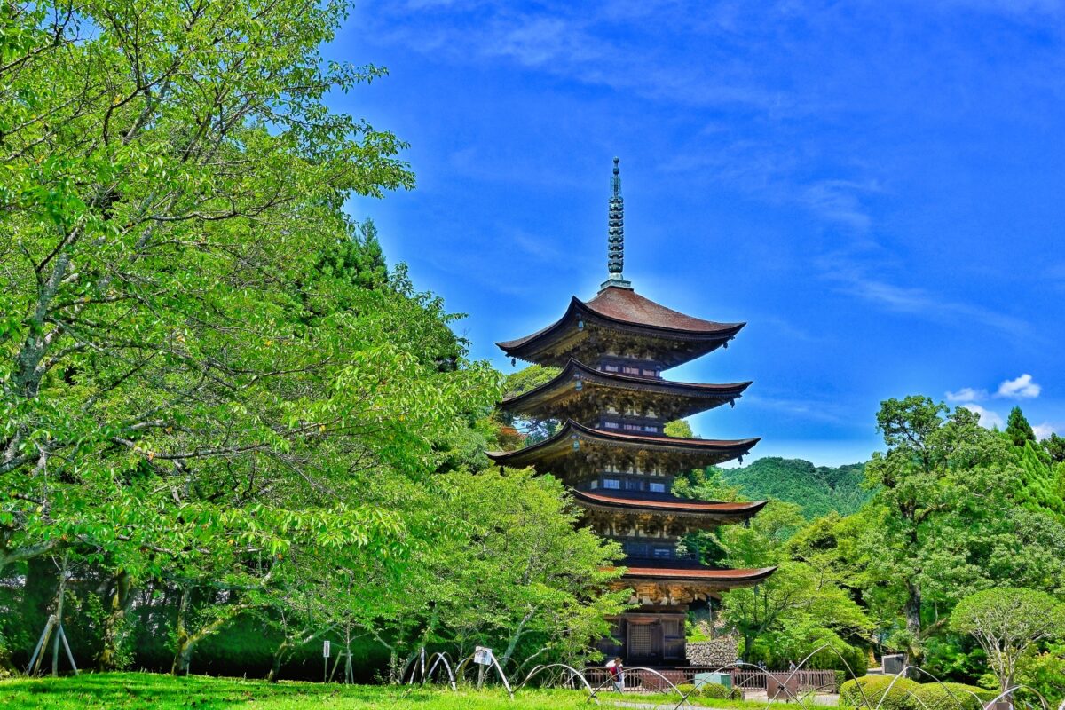 Ruriko-ji Temple five-storied pagoda in Yamaguchi, Japan