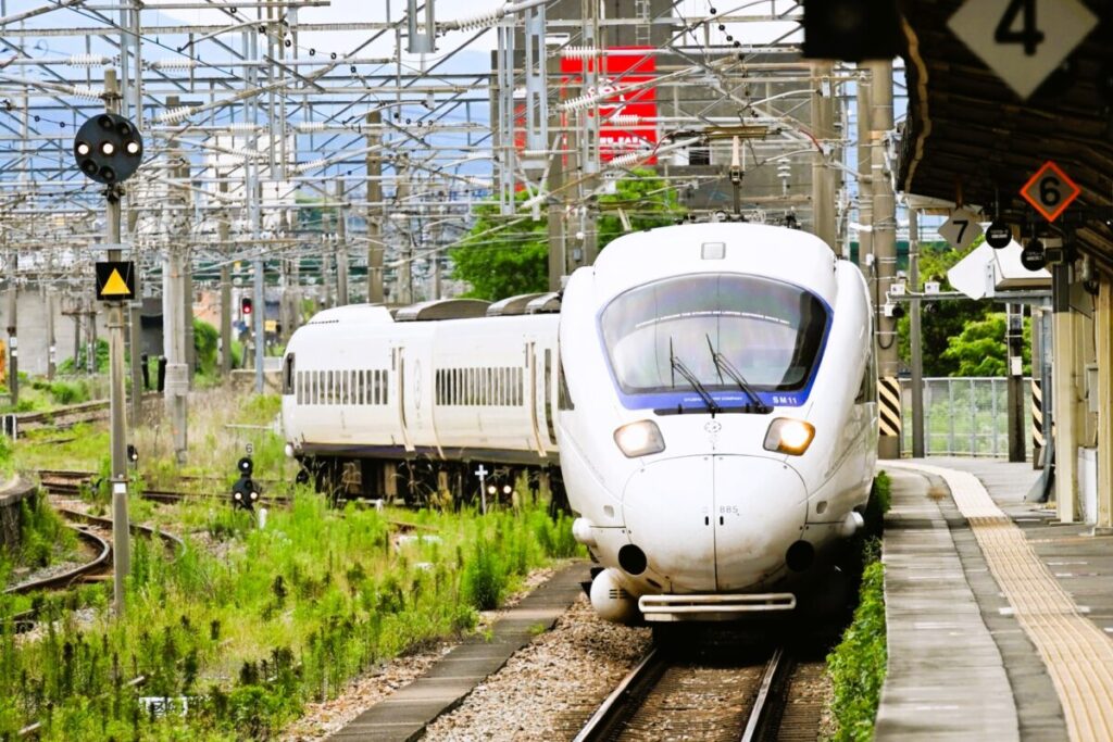 White Kamome Shinkansen bullet train in Kyushu