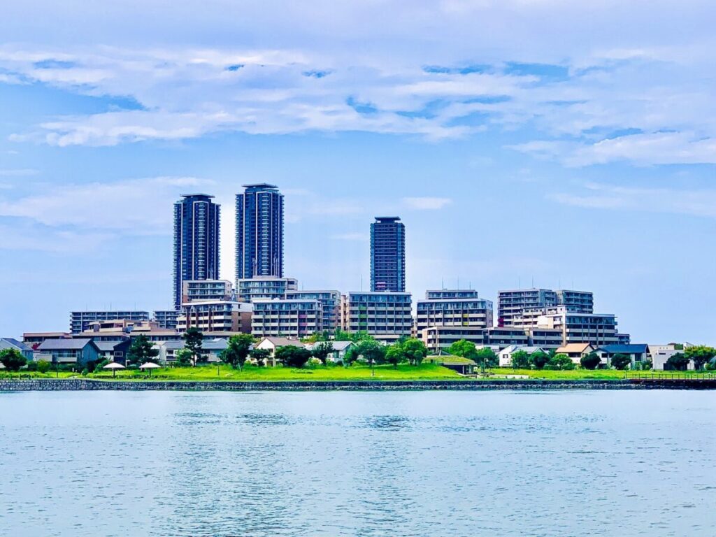 Fukuoka Island City and Kashii Bay waterfront view