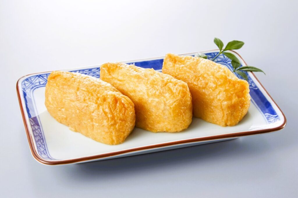 Sweet tofu pockets filled with sushi rice