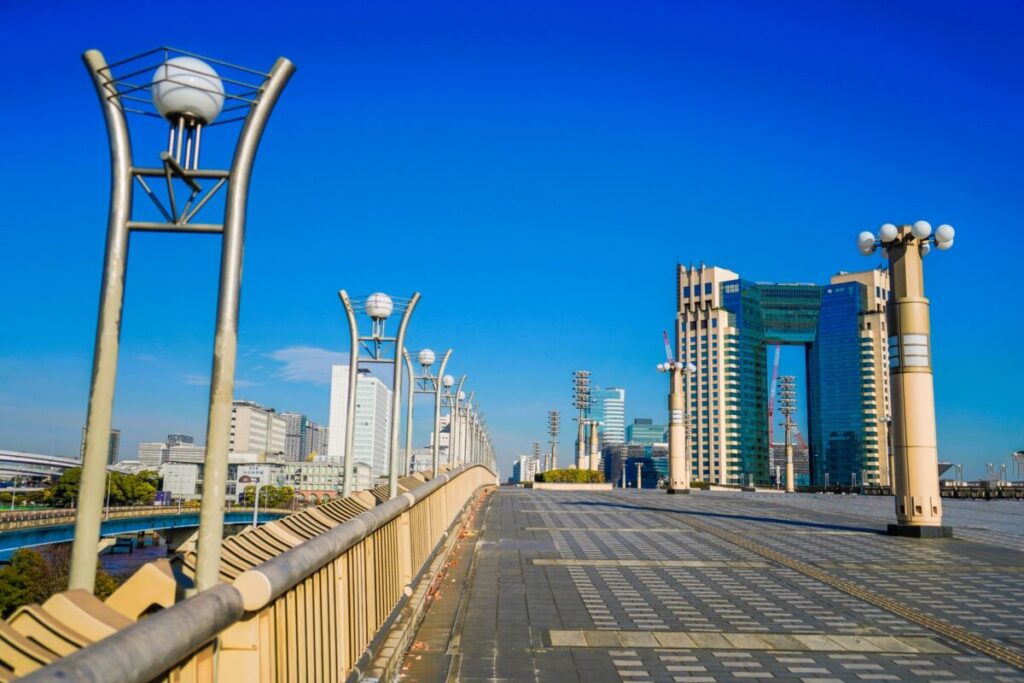 Futuristic skyline of Odaiba Tokyo with modern architecture