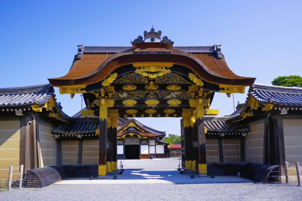 Ornate Kara-mon Gate at Nijo Castle in Kyoto, Japan