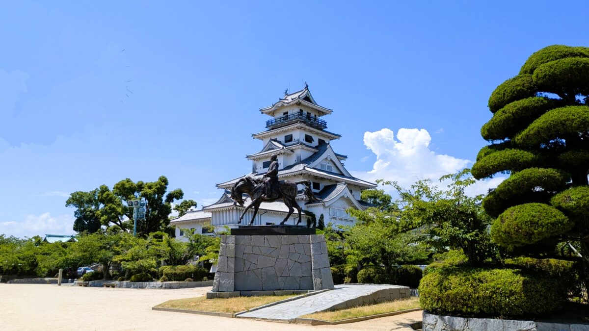Imabari Castle with seawater moat in Ehime Prefecture