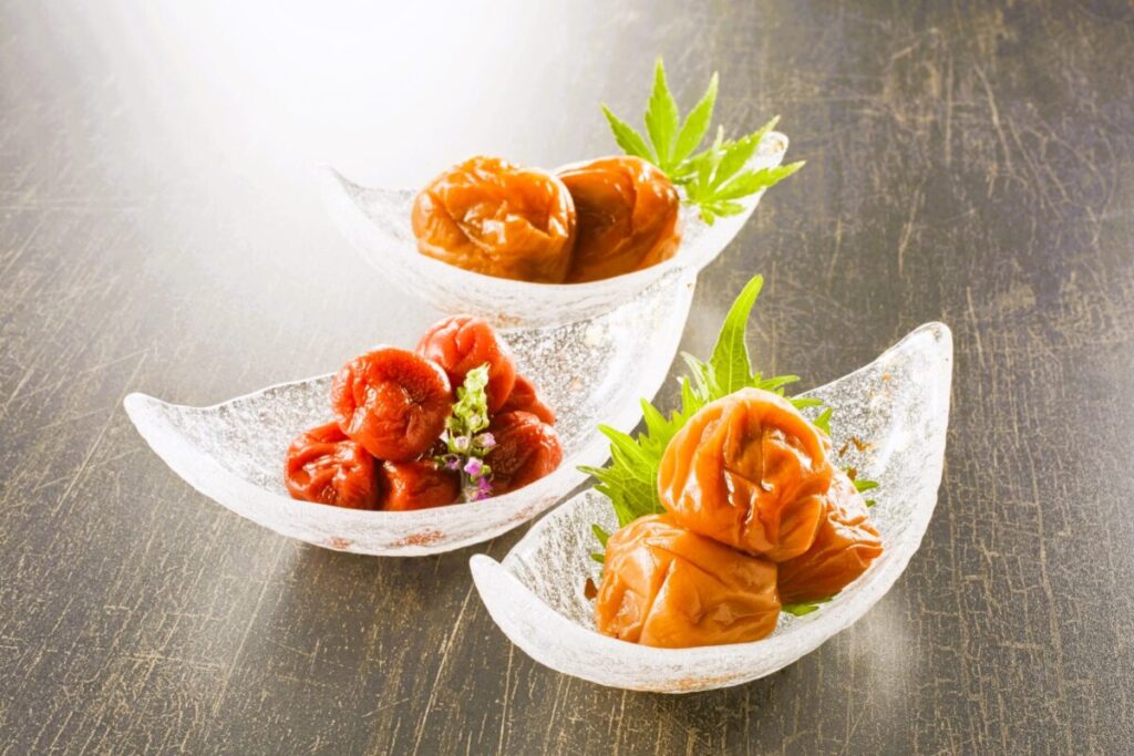 Japanese umeboshi pickled plum on white rice