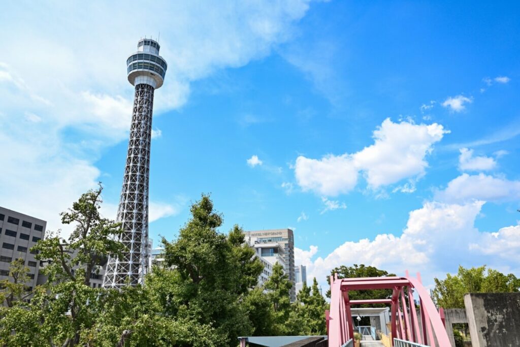 Yokohama Marine Tower with Minato Mirai skyline