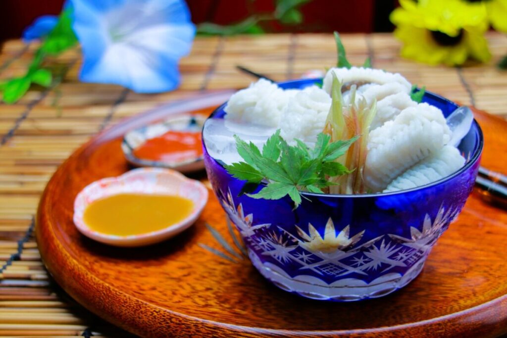 Lightly Parboiled Hamo (Pike Conger) Served as a Traditional Japanese Dish