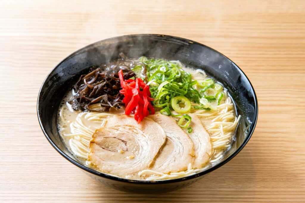 Hakata-style tonkotsu ramen with rich pork broth, noodles, and traditional toppings