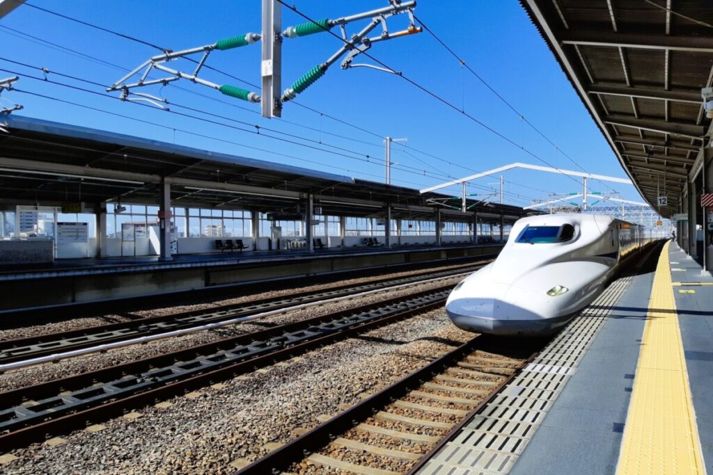 Nozomi Shinkansen high-speed bullet train on the Tokaido line