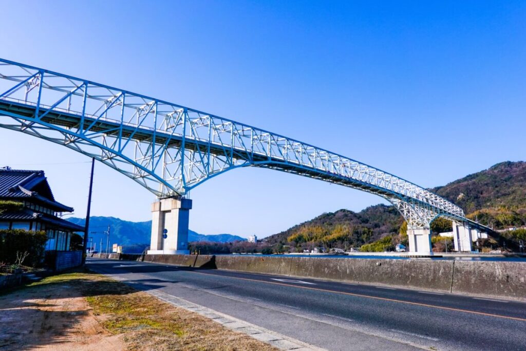 Hayase Bridge spanning across the water with scenic coastal views