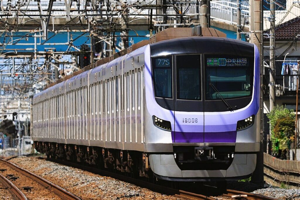 Tokyo Metro subway train operating through central Tokyo