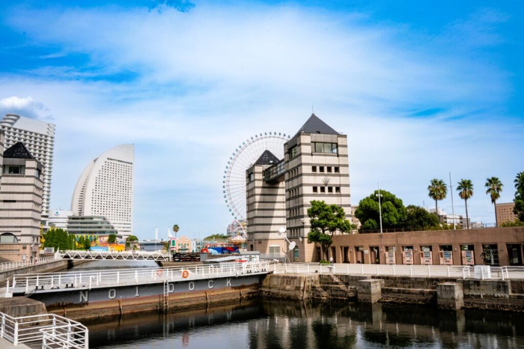 Modern cityscape of Yokohama Minato Mirai with waterfront skyscrapers