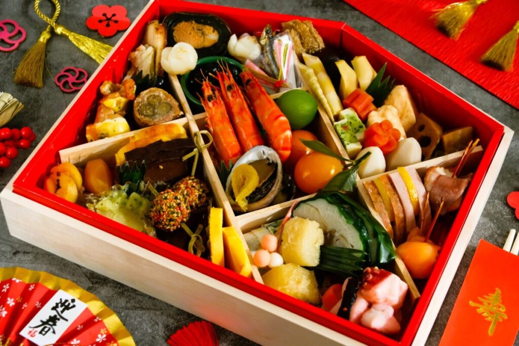 Traditional Japanese osechi ryori prepared for New Year celebrations