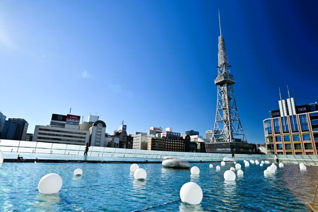 Chubu Electric Power MIRAI TOWER under a clear blue sky in Nagoya city