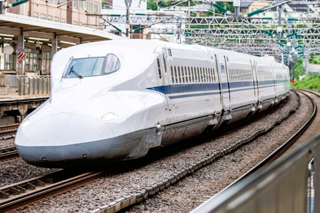 Tokaido-Sanyo Shinkansen high-speed bullet train traveling across Japan