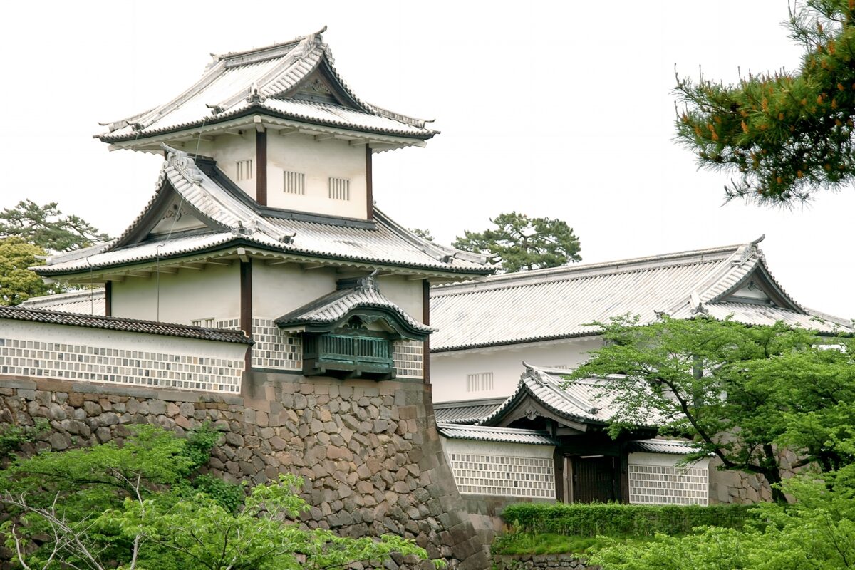 Kanazawa Castle with white walls and traditional architecture in Ishikawa, Japan