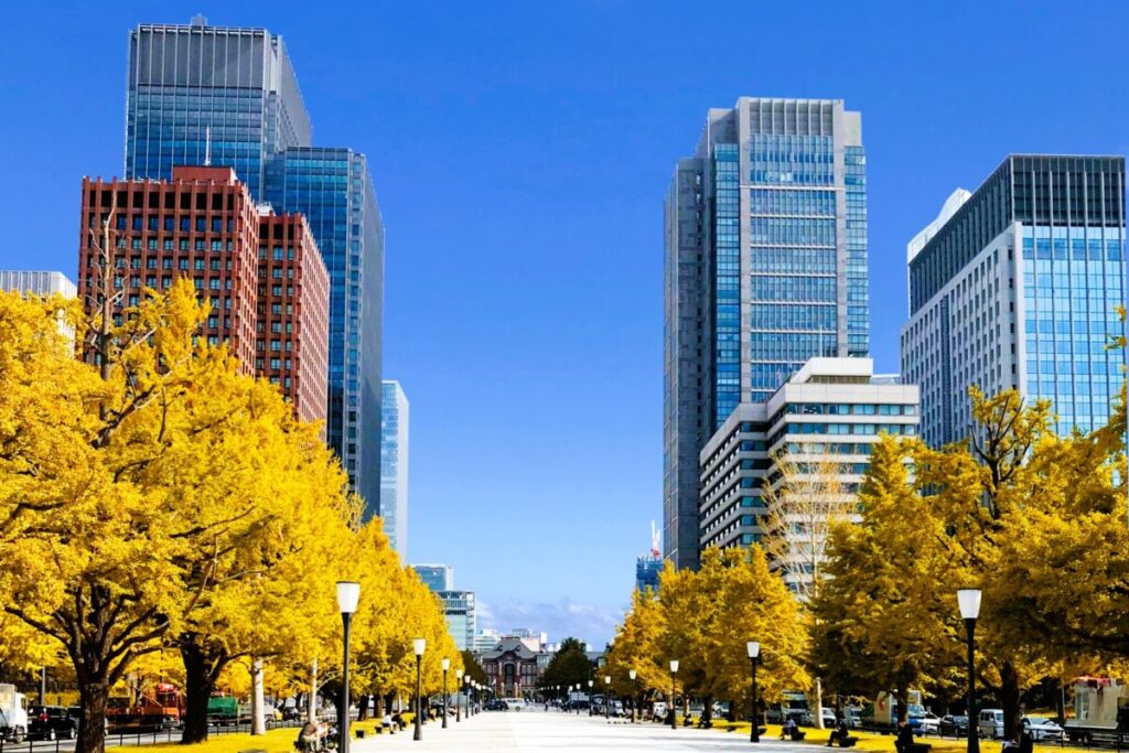 Otemachi business district with modern office buildings in central Tokyo