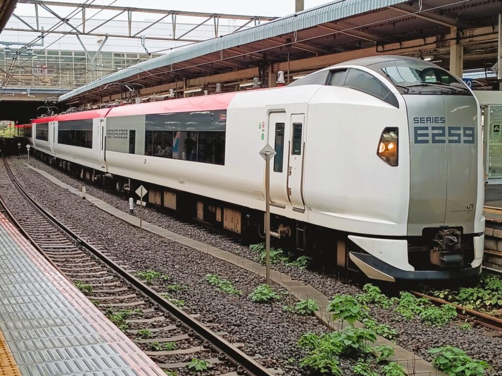 Narita Express airport train running between Narita Airport and Tokyo