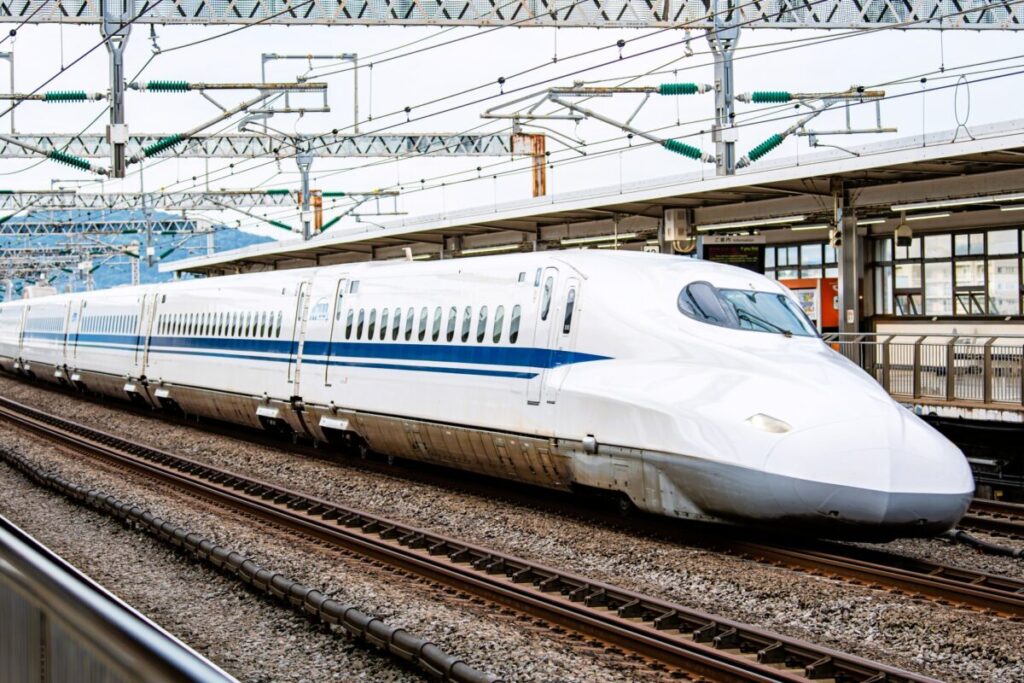 Tokaido-Sanyo Shinkansen bullet train traveling between major cities in Japan
