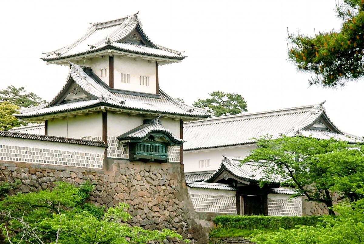 Kanazawa Castle with traditional white walls in Ishikawa Prefecture, Japan