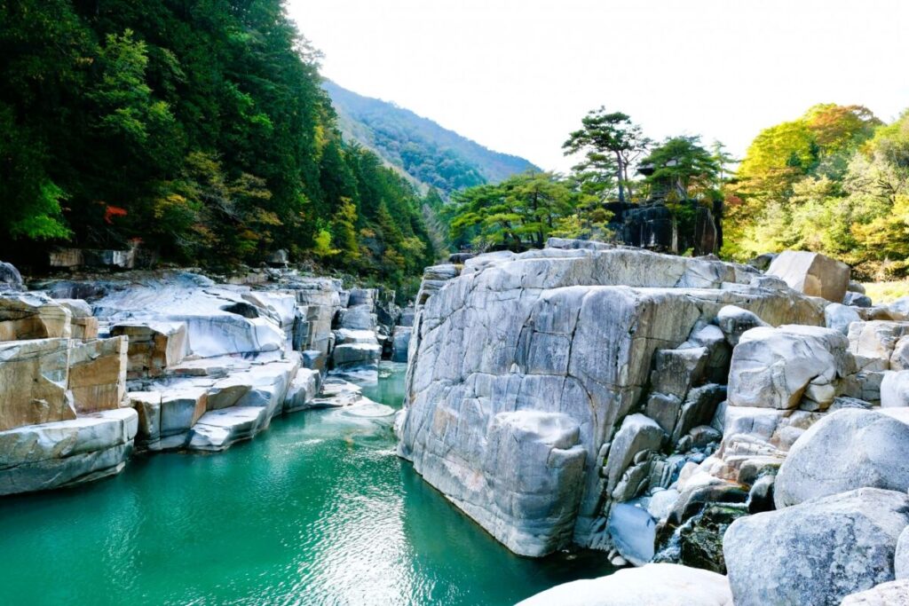 Nezame no Toko rock formations along the Kiso River in Nagano Prefecture