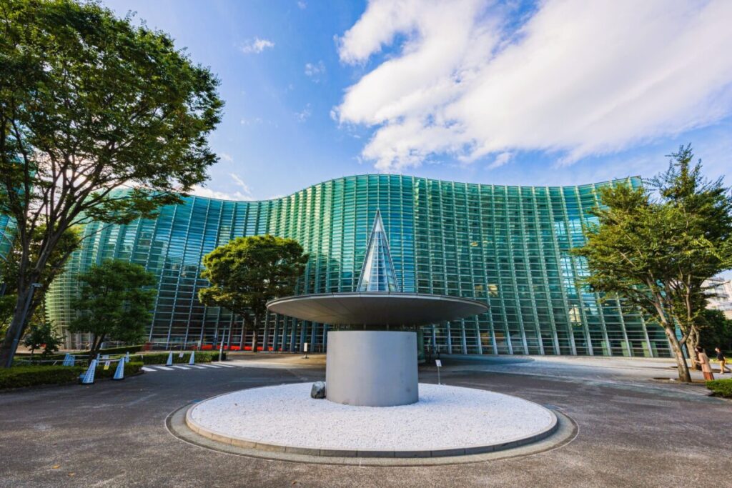 The National Art Center Tokyo building in Roppongi, modern glass architecture museum