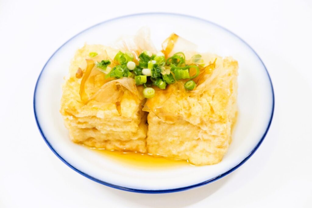 Agedashi tofu Japanese dish, deep fried tofu served in light broth